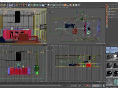 Corona - C4D Scene files - Modern Kitchen Interior 3D model buy