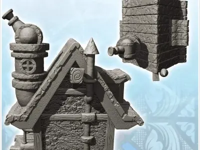 Medieval observatory with chimney exit and entrance under canopy 3D print model