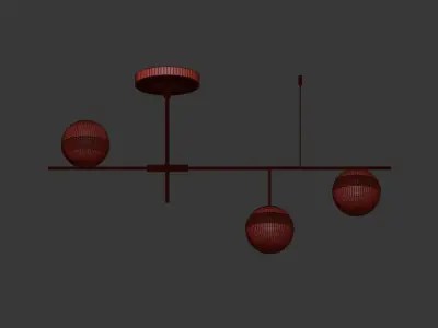 Mid Century Modern 3 Light Linear Ceiling Light in Black 3D model