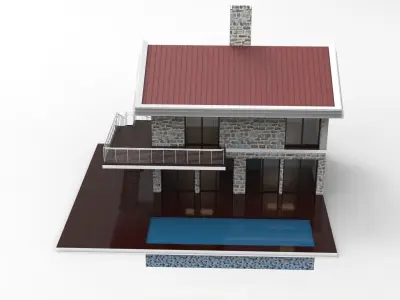 Stone Villa Design 3D Model 3D model