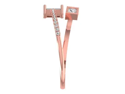 Open End Light Weight Baguette Princess Stone Band Ring 3D print model