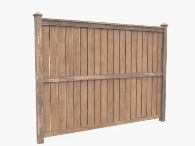 Modular Wooden Fence Low-poly 3D model