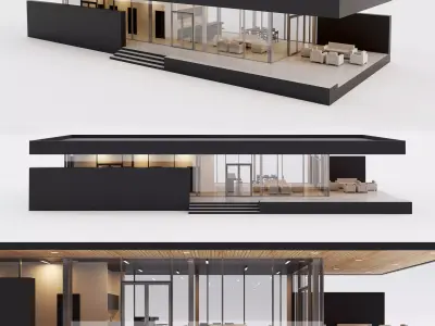 Villa house 1 Low-poly 3D model