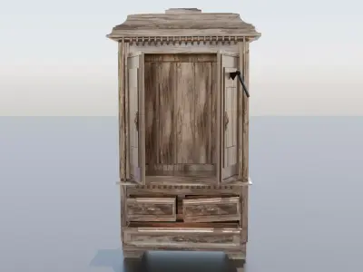GameReady Wardrobe with Axe Detail Low-poly 3D model