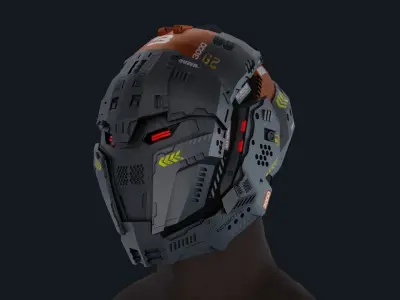 Sci-Fi Helmet 3D model 4