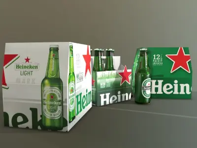 Beer Heineken Low-poly 3D model