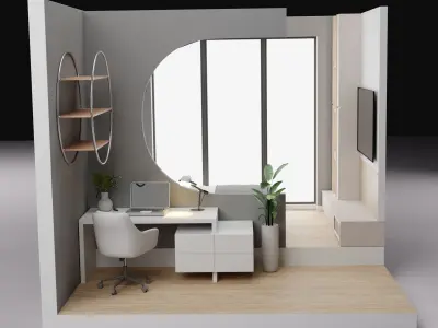 Bedroom interior 3D model 60