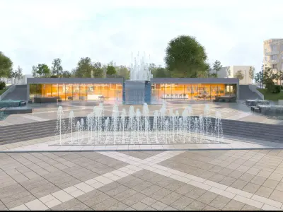 Fountains in the square 3D model