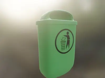 Low-Poly Green Trash Bin Low-poly 3D model