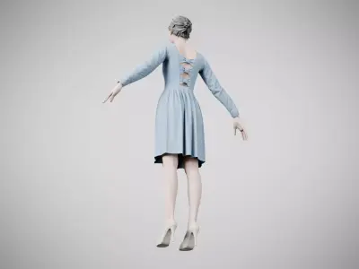 Dress 05 Light Blue Low-poly 3D model