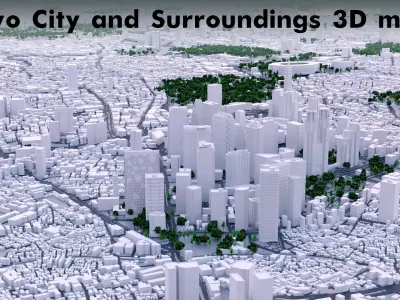 Tokyo Low-poly 3D model city and surroundings Low-poly 3D model