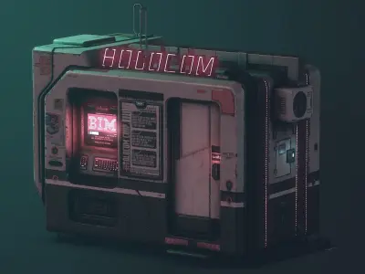 Cyberpunk Holocom Booth Low-poly 3D model