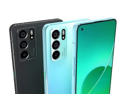 Oppo Reno6 5G Black and Blue Colors 3D model