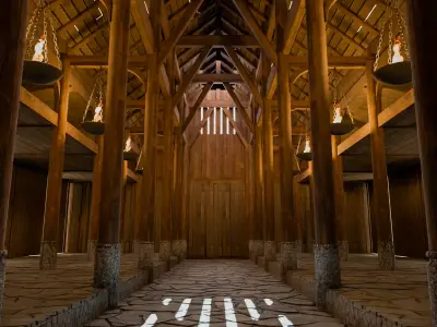 wooden house interior Free 3D model