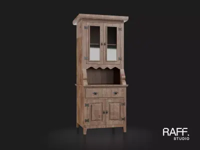 Small Rustic Cabinet - Country Style Wooden Cabinet - 8K Atlas 3D model