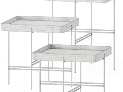 Metal Square Coffee Tables Tray by Potocco 3D model