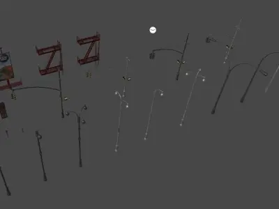 US street props Low-poly 3D model
