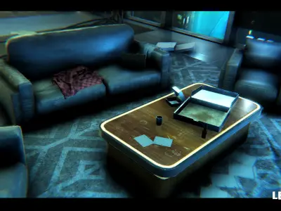Cyberpunk Sci-Fi Futuristic Apartment Interior Environment Low-poly 3D model