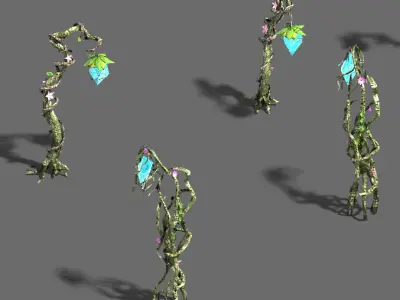 Wizard forest - tree door - tree light 3D model