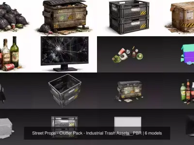 Street Props - Clutter Pack - Industrial Trash Assets - PBR