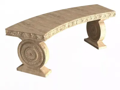 Stone Bench 01 Curved Low-poly 3D model