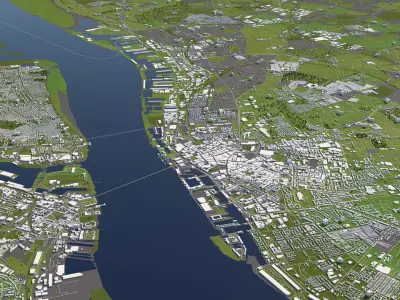 Liverpool 50x50km 3D City Map 3D model