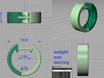 Delicate Fine Hoop Earrings 15mm 5mm wide 3D print model 3D print model