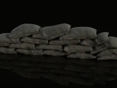 Urban and Military Sandbag Wall Free 3D model