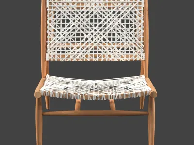 wooden chair with leather ropes 3D model
