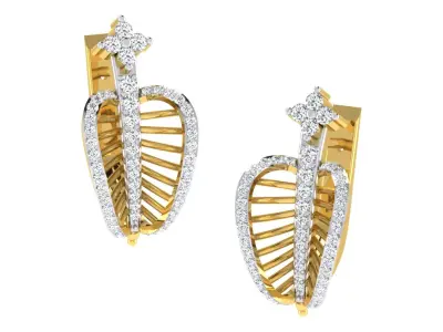 Light Weight Yellow Gold Diamond Earring  -EZ BI-14 3D print model