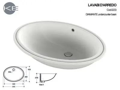 Kerasan Diamante 0233 undercounter washbasin 3D model