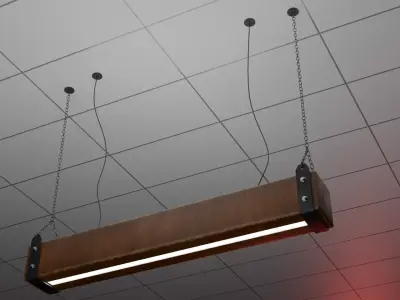 Natural Solid Wood Indoor Lighting Fixture Low-poly 3D model