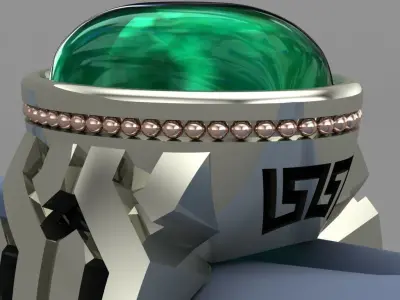 Cubin Emerald Mans White Gold Ring 3D Print Model 3D print model