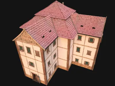 Medieval 3-Storey Town House Low-poly 3D model