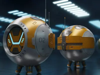 PR-02VV futuristic robot Low-poly 3D model