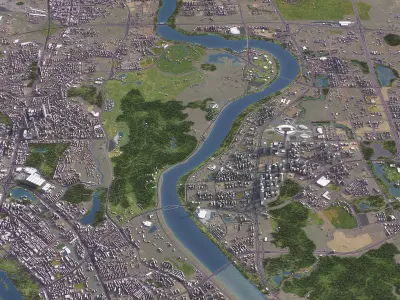 Nanning - 3D City Model Low-poly 3D model