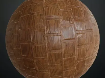 Rough-Texture Glossy Wood Block Parquet PBR Texture