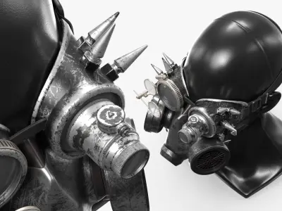  Desert Steampunk Respirator Protective Gear with Head Mannequin Silver Old 