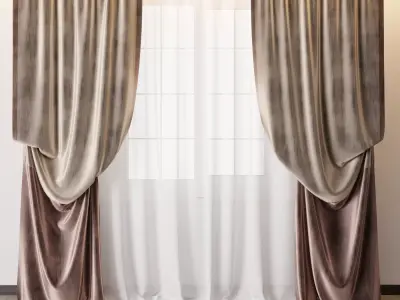 Classic curtains 05 Low-poly 3D model