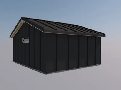 sheet metal carport with walls and window 3D model
