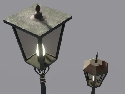Street lights lighting for exterior Low-poly 3D model