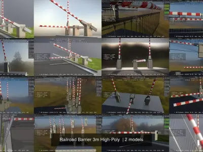 Railroad Barrier 3m High-Poly  3D Model Pack