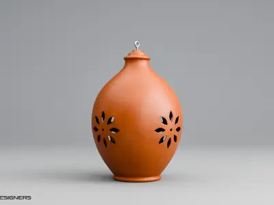 Ceramic Hanging Lantern - Terracotta Lantern 3D model