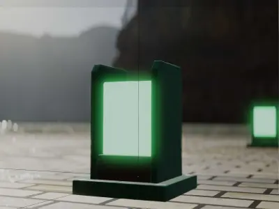 Street Light 8 Bollard 200mm Moss Green Version 1 Low-poly 3D model