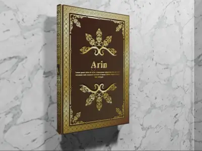 Notebook gold door with ornate design 3D model