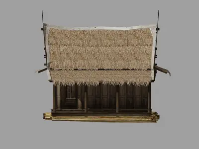 Floating house Low-poly 3D model