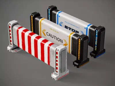 Sci-fi Barricade PBR Low-poly 3D model