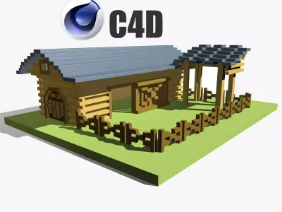 Cattle corral Low-poly 3D model