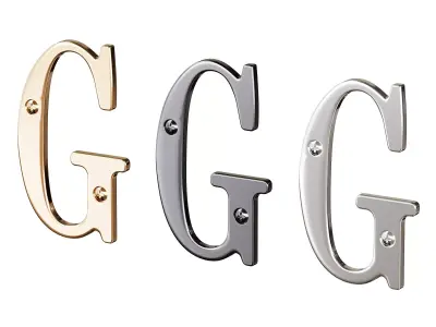 Letter G House Letters Solid Bright Brass 3D model
