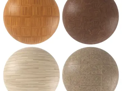 Parquet - Laminate - Wooden floor 4 in 1 3D model 43